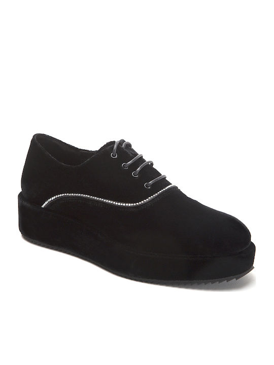 Keep Fred Γυναικεία Flatform Oxfords σε Μαύρο Χρώμα