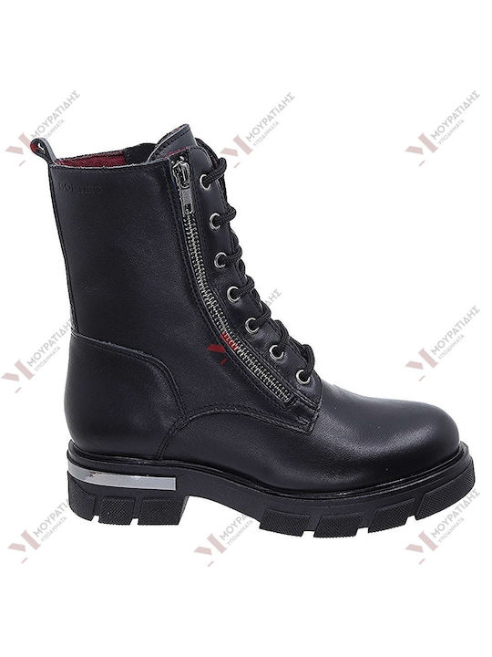 Softies Women's Leather Combat Boots Black