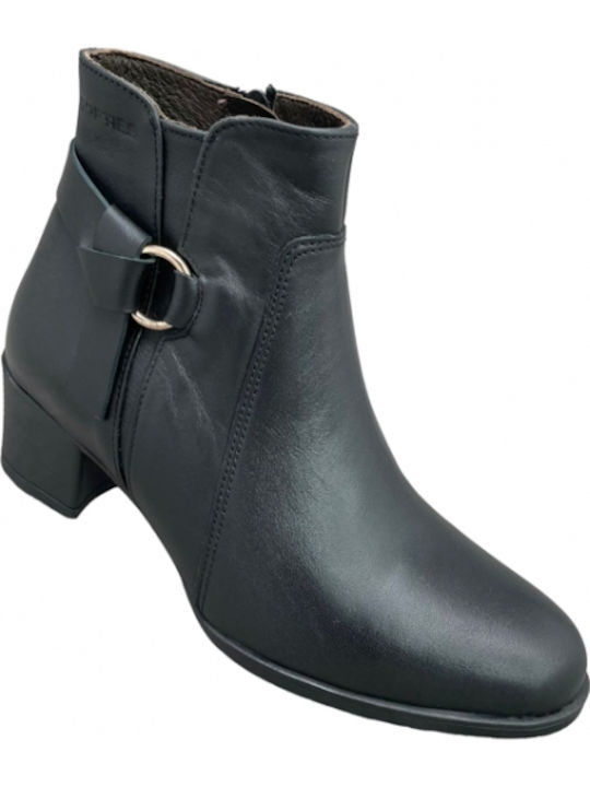 Leather Women's Ankle Boots with Medium Heel Black