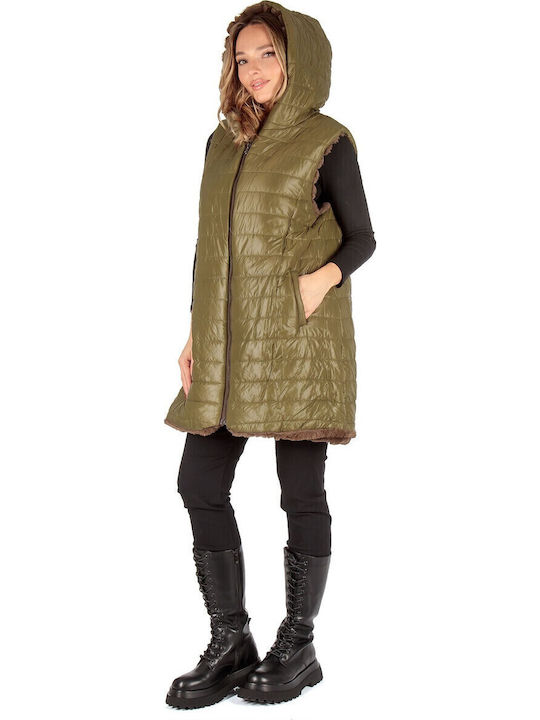 Women's Sleeveless Short Fur Green