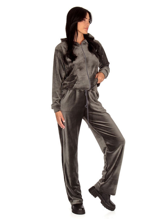Sweatpants Set Velvet Gray