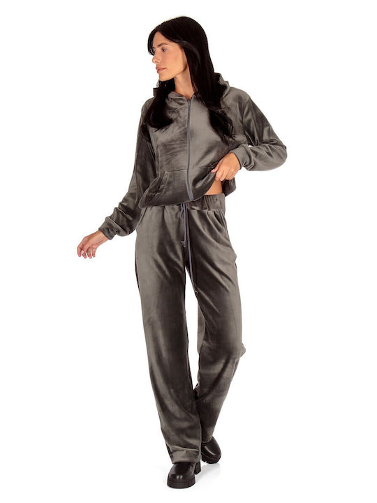 Sweatpants Set Velvet Gray