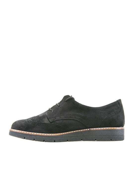 Wildleder Damen Derby in Schwarz Farbe SIB-140 (SBLK)