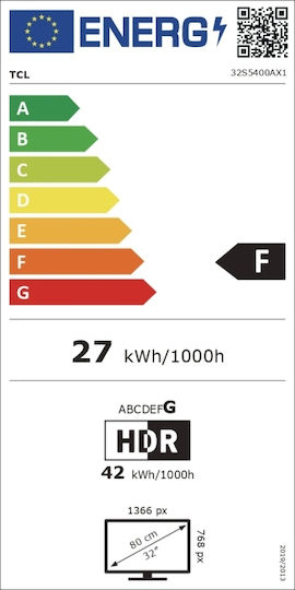 TCL Smart Τηλεόραση 32" HD Ready LED S54 HDR (2023) 32S5400A
