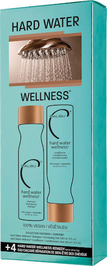 Malibu C Hard Water Wellness Set Hair Treatment Set for All Hair Types with Shampoo & Conditioner 4 Pieces