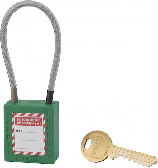 Thirard Plastic Padlock with Cable with Key 38mm Green 1pcs