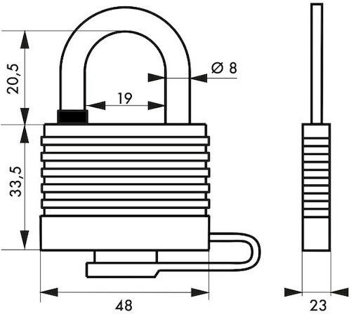 Thirard Stahl Vorhängeschloss Messing mit Schlüssel 40mm 1Stück