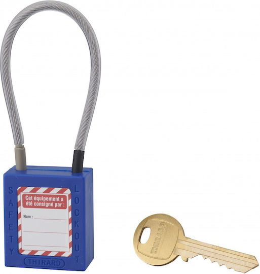 Thirard Plastic Padlock with Cable with Key 38mm Blue 1pcs