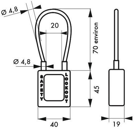 Thirard Plastic Padlock with Cable with Key 38mm Purple 1pcs