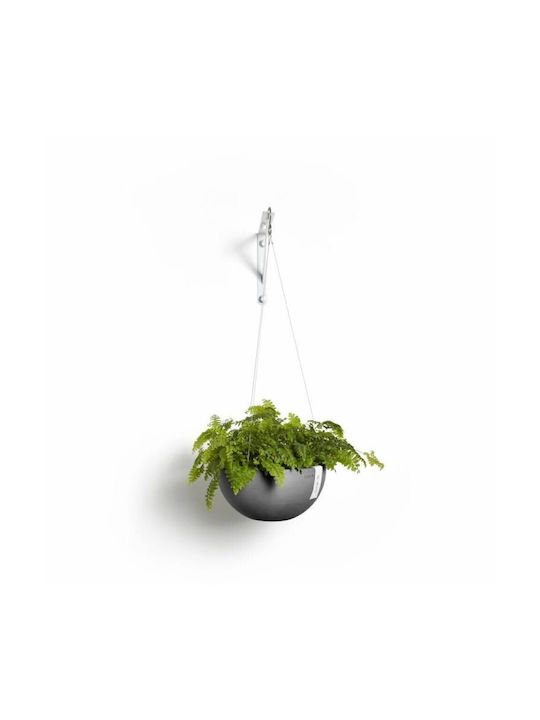 Ecopots Brussels Flower Pot Hanging 33x16.5cm in Gray Color 74.002.33G