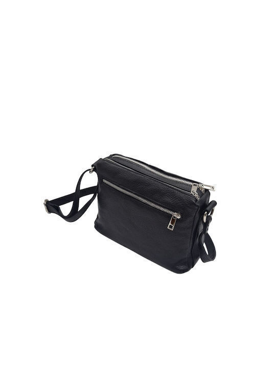 Leder Damentasche Schultertasche Schwarz
