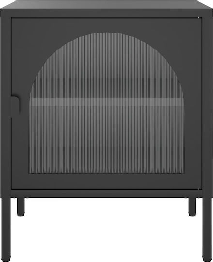 Комод Метален със Стъклената Повърхност Черен 50x35x60см