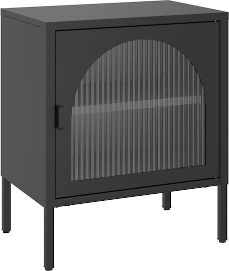 Μεταλλικό με Γυάλινη Επιφάνεια Μαύρο 50x35x60cm 352997
