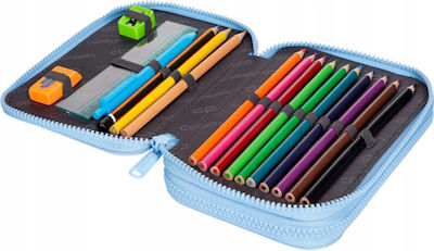 Coolpack Fabric Prefilled Pencil Case JUMPER 2 with 2 Compartments Light Blue