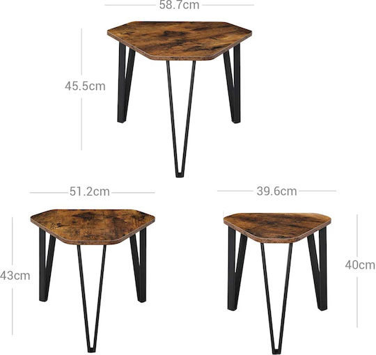Set Zigon Rectangular Din Lemn Maro 3 Buc M58.7xL51.9xÎ45.5cm