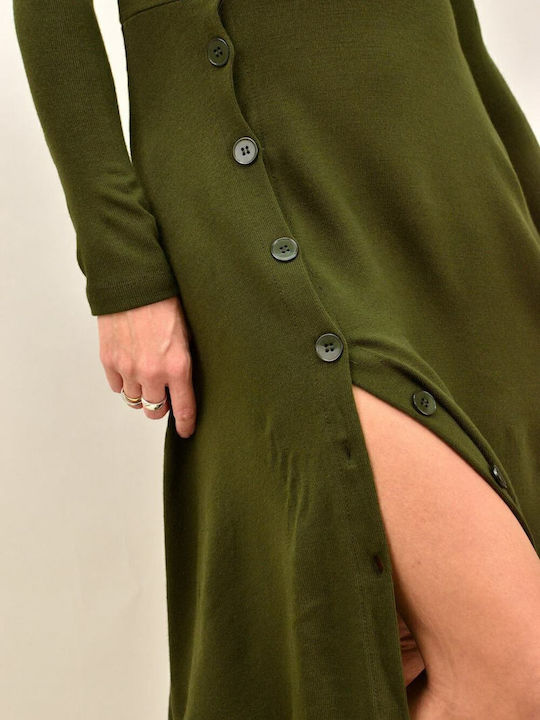 Midi Shirt Dress Khaki
