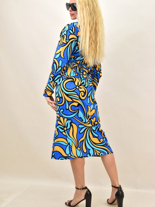 Midi Rochie Wrap-Around Albastră