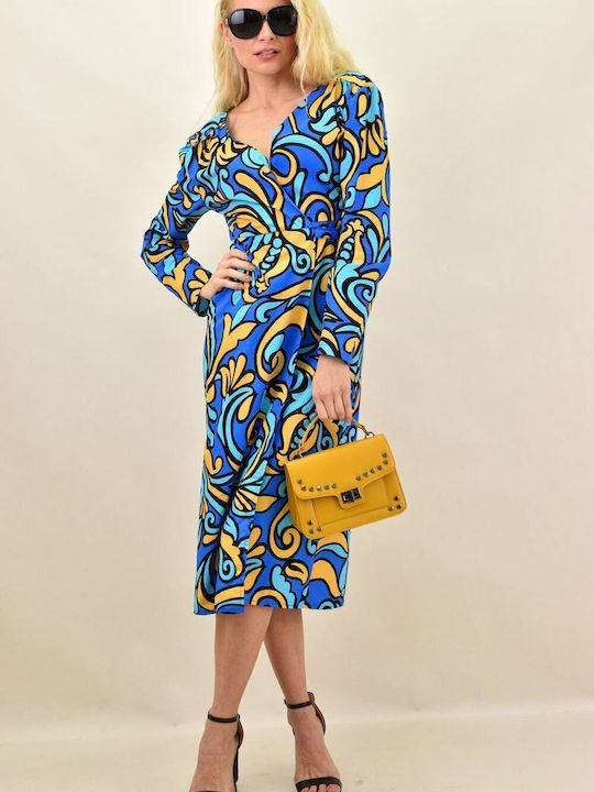 Midi Rochie Wrap-Around Albastră