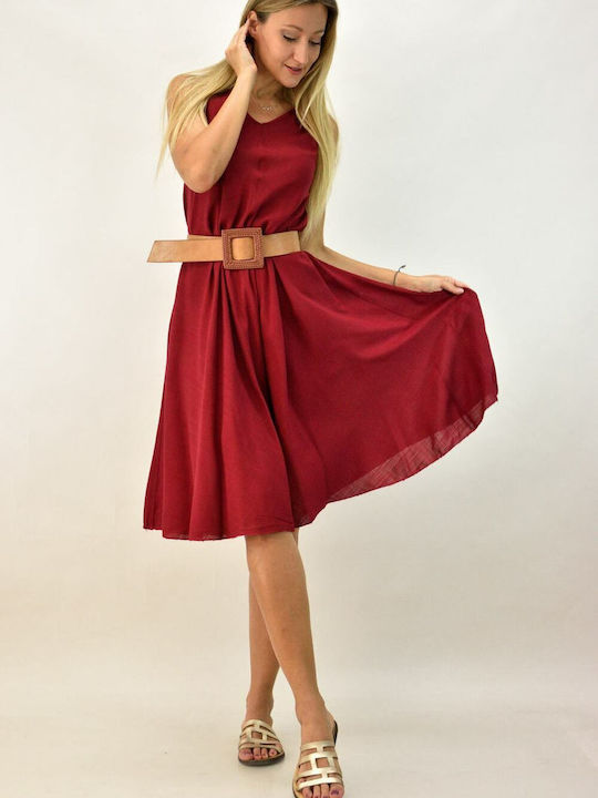 Potre Summer Midi Dress Burgundy