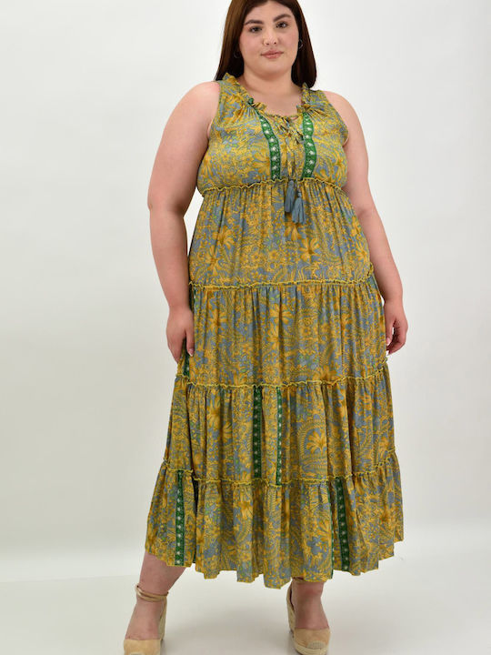 Potre Summer Maxi Dress with Ruffle Yellow