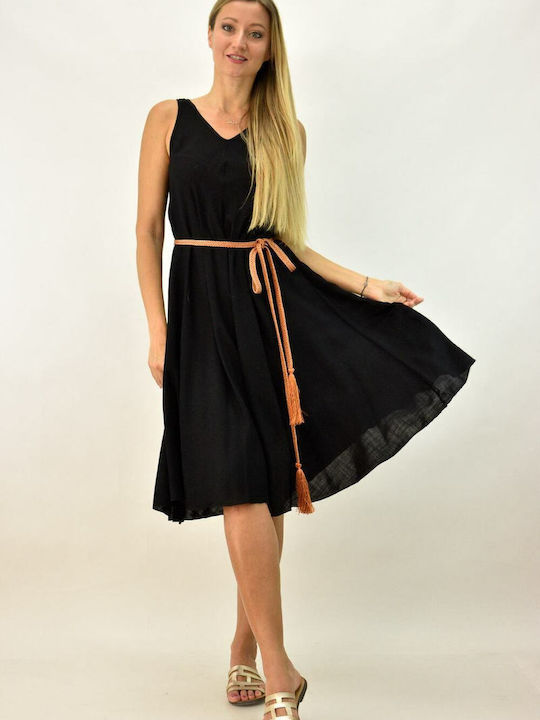 Potre Summer Midi Dress Black