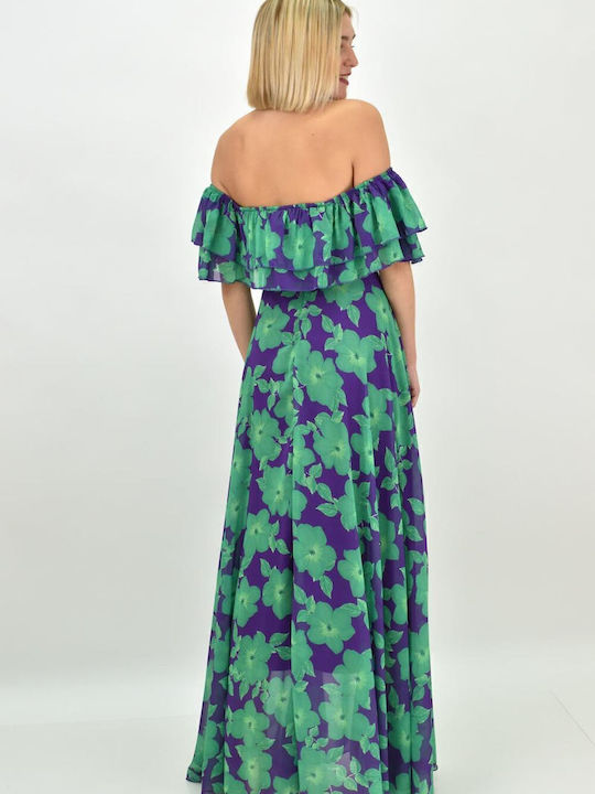 Rochie Maxi de Vară pentru Nuntă Botez Fără Bretele Verde