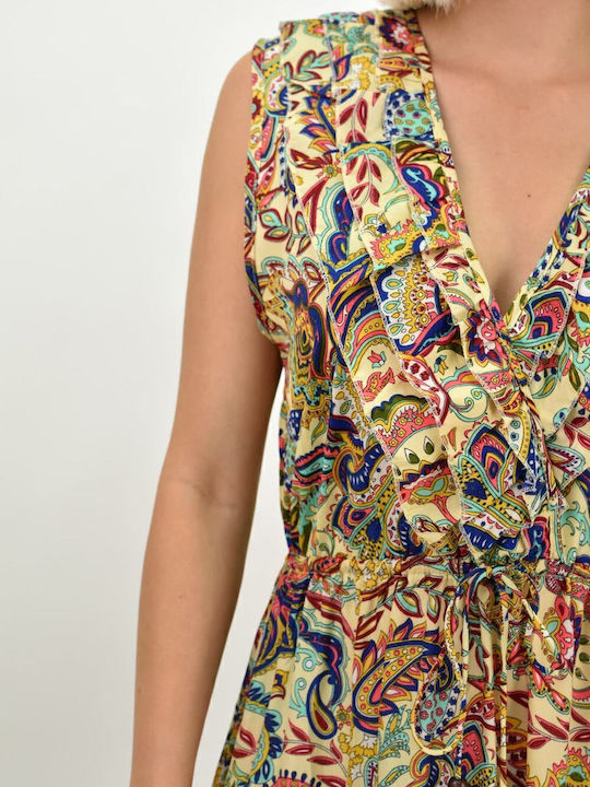 Summer Maxi Dress with Ruffle Beige