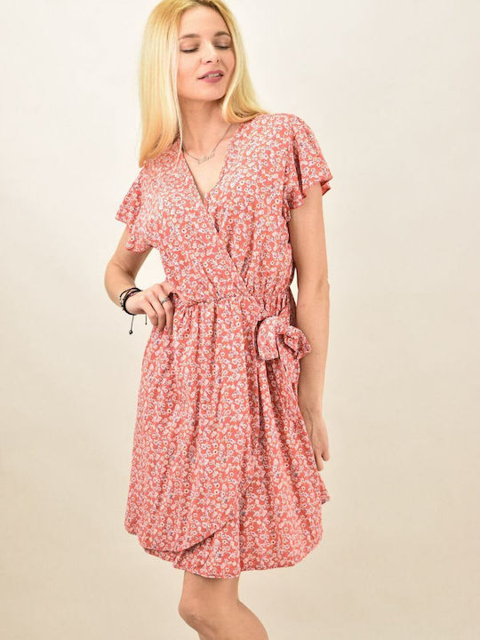 Potre Summer Mini Dress Wrap Pink