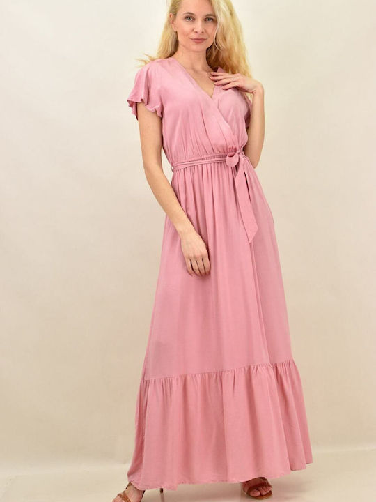 Rochii De Vară Pentru Femei Maxi Rochie Wrap-Around Roz