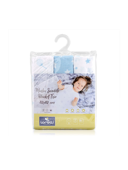 Lorelli Trio Muslin Swaddle Wraps in Blue Color