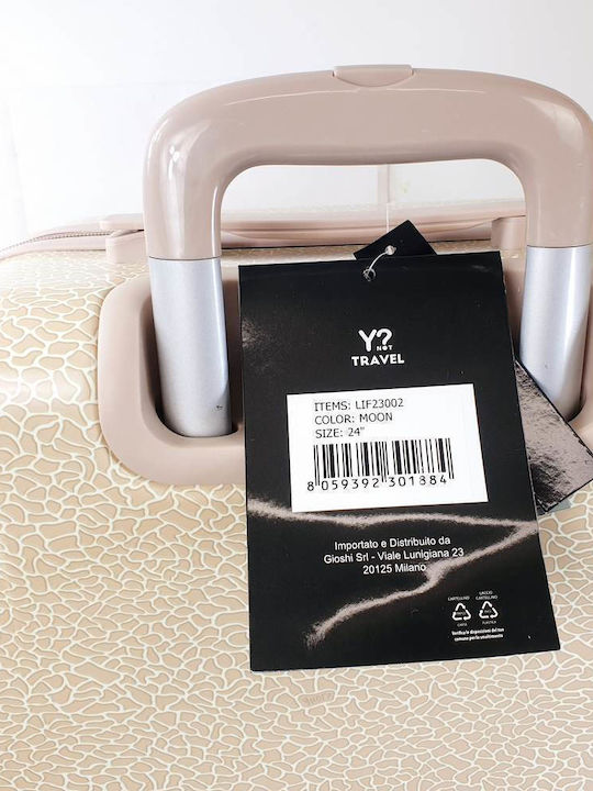 Y Not? LIF-23002 Μεσαία Βαλίτσα Ταξιδίου Σκληρή Μπεζ με 4 Ρόδες Ύψους 67εκ.