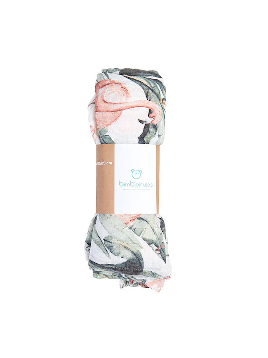 Bimbidreams Flamingo Piqué-Swaddle-Tuch in Rosa Farbe 120x120cm. 1Stück