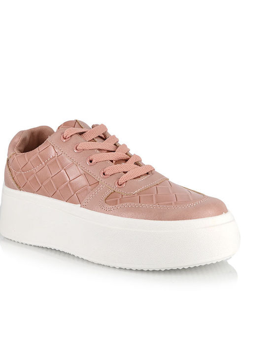 Malesa Damen Flatforms Sneakers Rosa