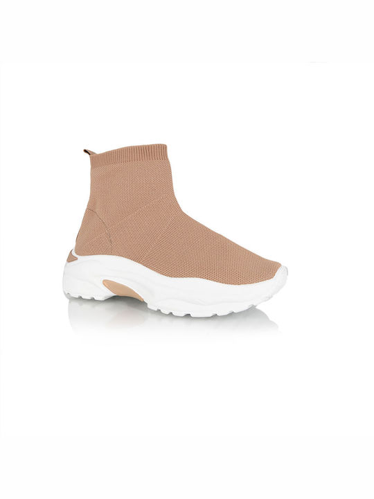 Malesa Ankle Boots with Socks Beige