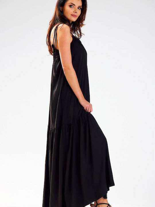 Awama Sommer Maxi Kleid Schwarz