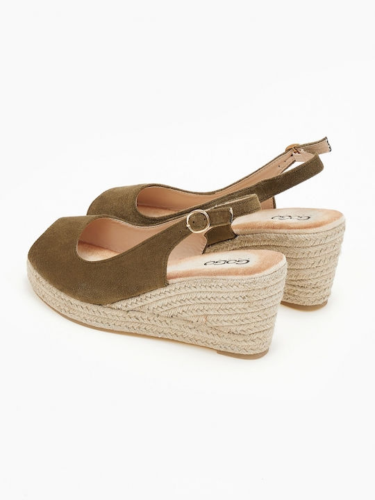 Issue Fashion Platforme dama în stil espadrile Verzi