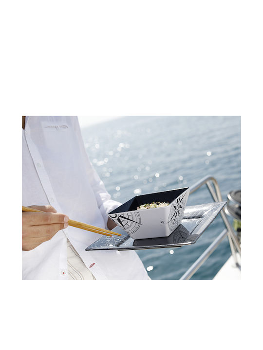 Marine Business Lombok Serving Plate Deep Square Made of Melamine White 6 Pieces