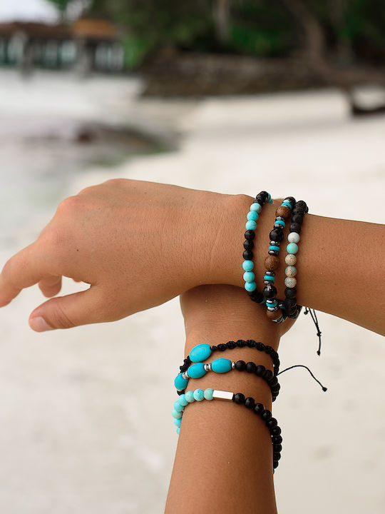 LifeLikes Three Turquoise Enallax Men's Bracelet Macrame made of Cord