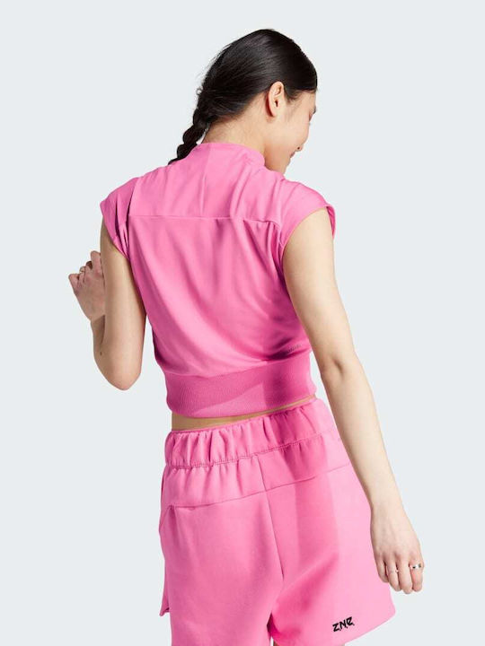 Adidas Z.N.E Damen Sportliches Bluse Kurzärmelig Pink Fusion