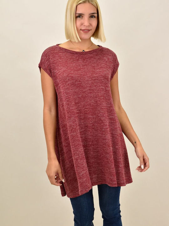 Women's Tunic Dress Sleeveless Burgundy