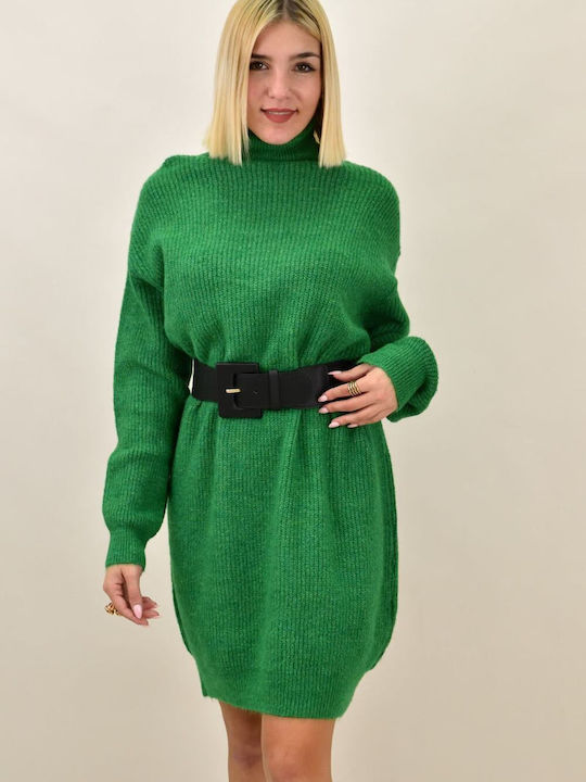 Potre Women's Long Sleeve Sweater Turtleneck Green