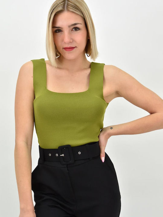 Potre Damen Sommer Bluse Ärmellos Khaki