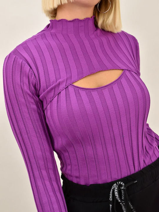 Potre Women's Blouse Long Sleeve with V Neckline Purple 2Pack