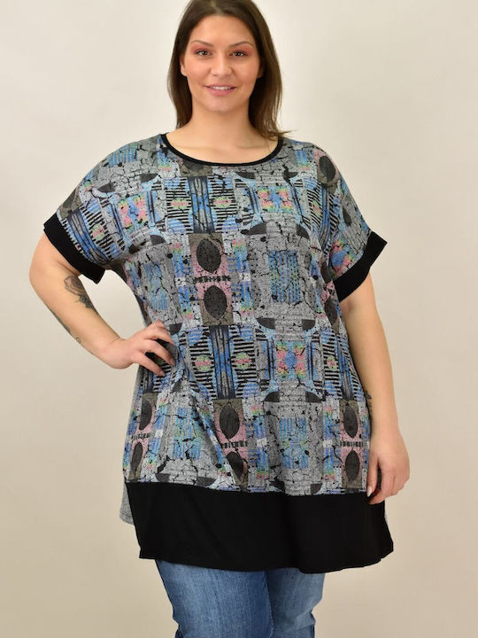 Women's Tunic Dress Short Sleeve Gray 2079