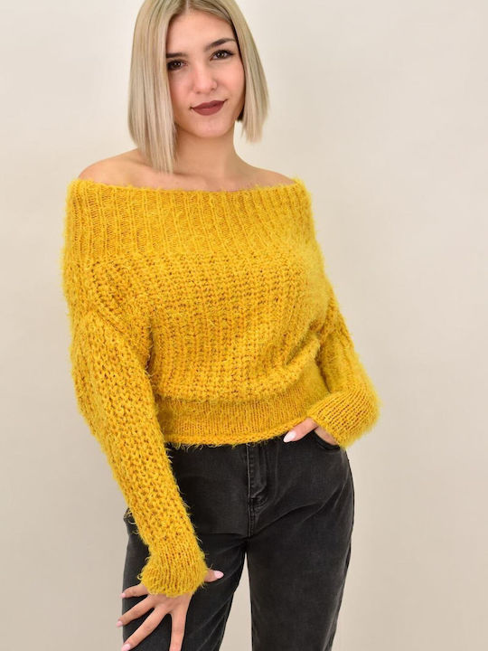 Potre Women's Long Sleeve Sweater Yellow