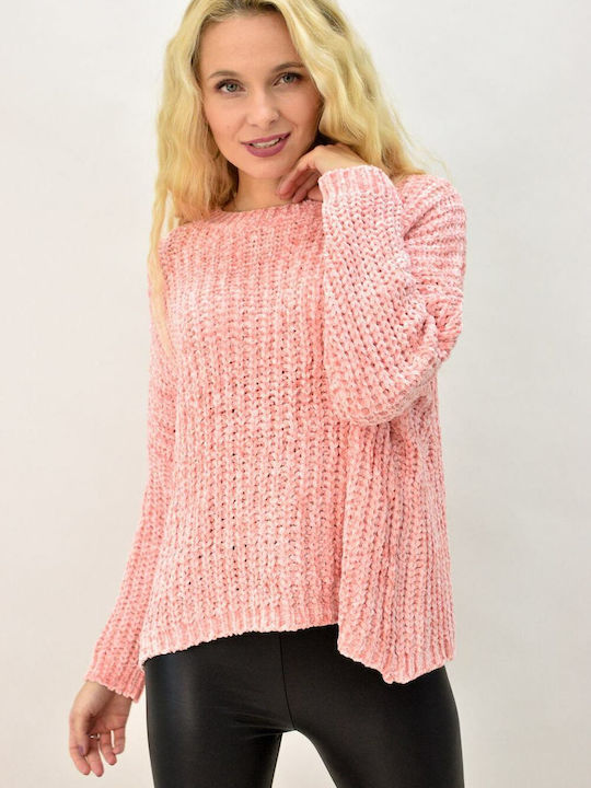 Potre Women's Long Sleeve Sweater Pink