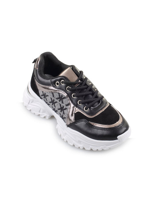 Fshoes Damen Chunky Sneakers Schwarz