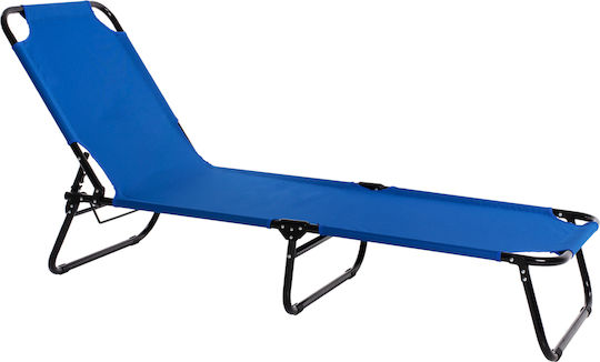 HomeMarkt Metallic Lounger Foldable Metallic Beach Sunbed Blue 186x59x27.5cm
