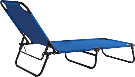 HomeMarkt Metallic Lounger Foldable Metallic Beach Sunbed Blue 186x59x27.5cm