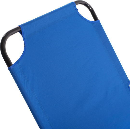 HomeMarkt Metallic Lounger Foldable Metallic Beach Sunbed Blue 186x59x27.5cm